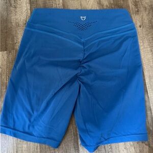 Royal Blue Scrunch-Back Athletic Bike Shorts with Bull Logo